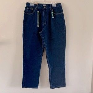 L.L. Bean Women's Double L Original Relaxed Fit Dark Denim High Rise Jeans, 14